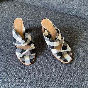 Madewell Alexandria Mule Gongham Plaid Block Heels